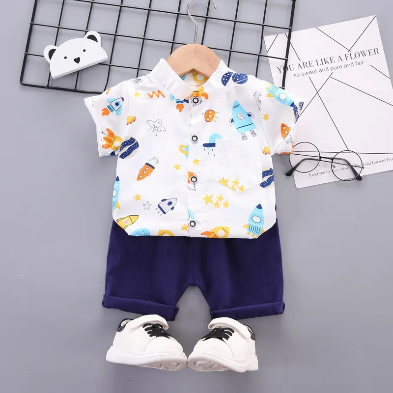 Conjunto de dos piezas de camisa con estampado espacial