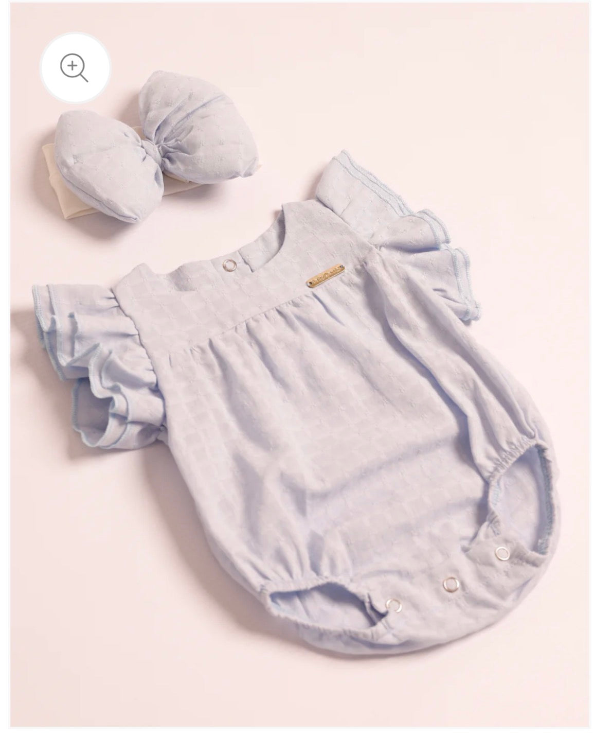 Romper Azul Cielo con Volantes y Lazo para Bebé Niña- Set Mercy Azul