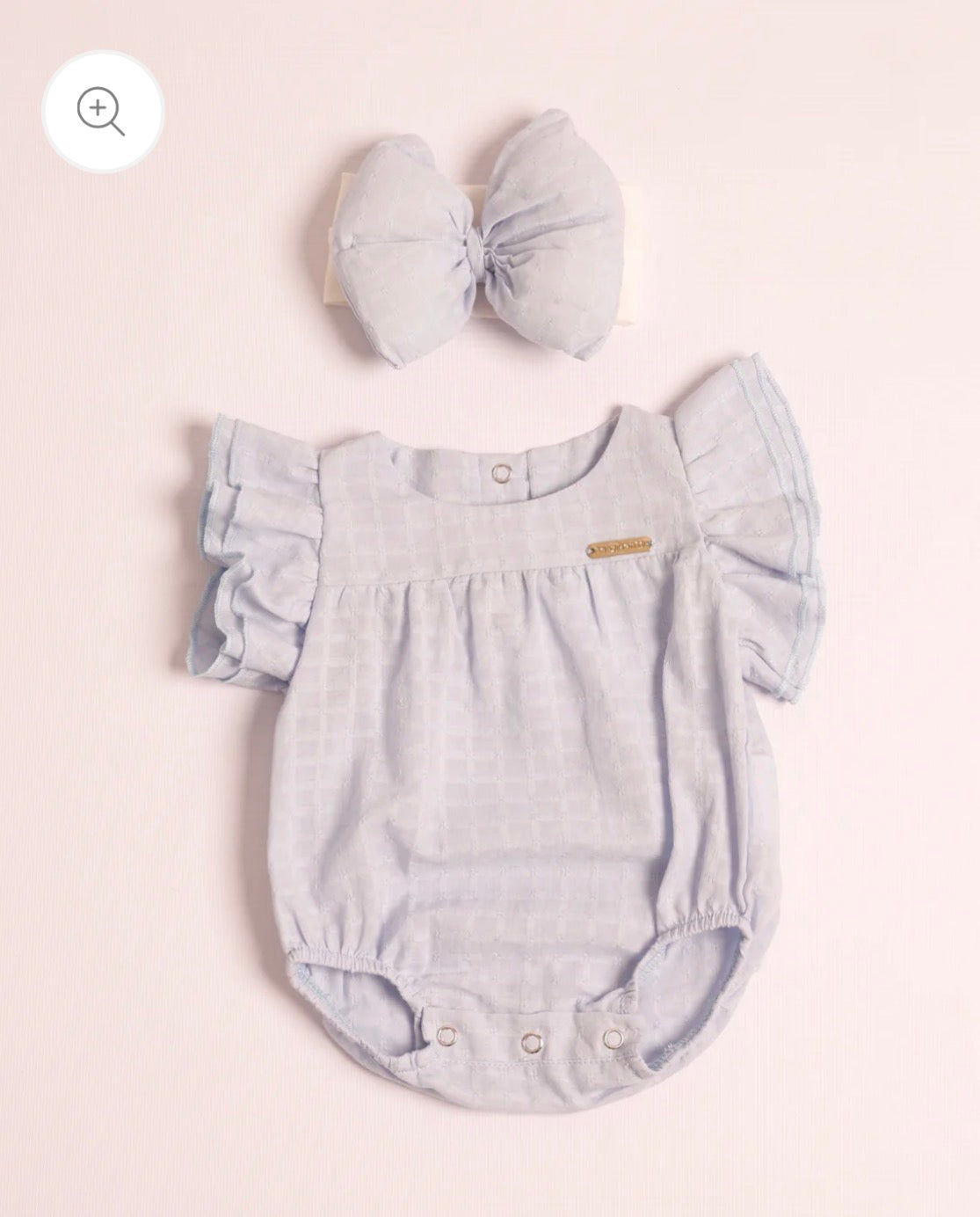 Romper Azul Cielo con Volantes y Lazo para Bebé Niña- Set Mercy Azul