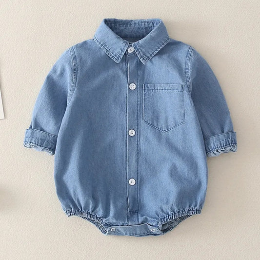 Romper de Bebé con Cuellito (boys)– Botones Frontales, Color Sólido y Estilo Elegante