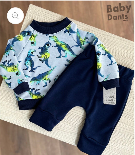 Set Dino manga larga azul