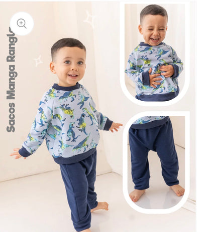 Set Dino manga larga azul