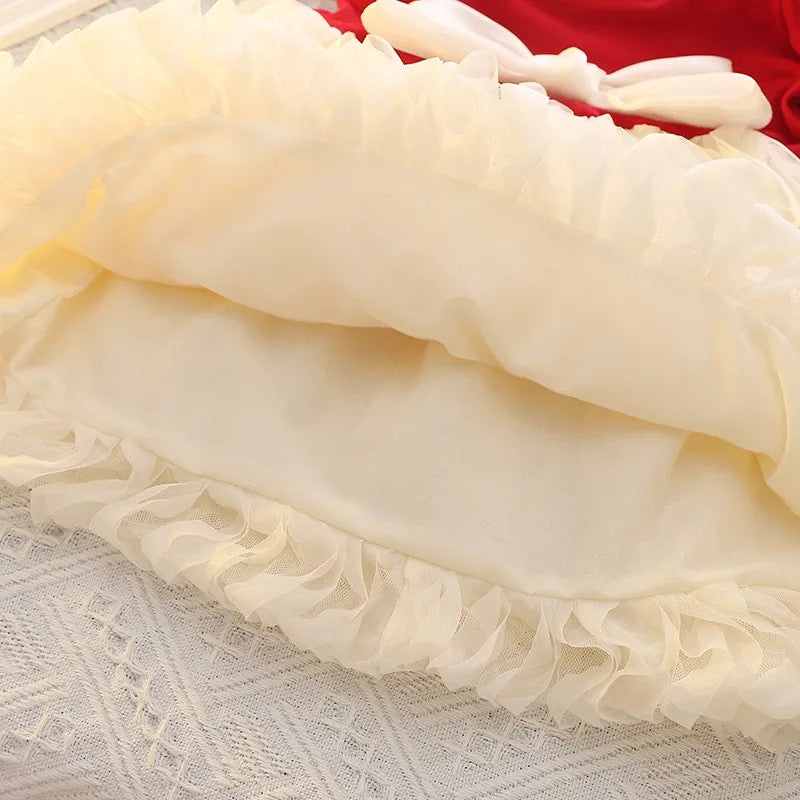 Vestido de malla con lazo para niñas