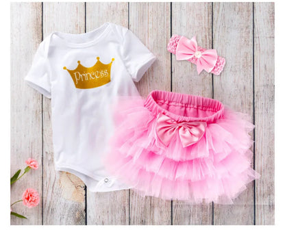 Set manga corta y falda de 3 piezas