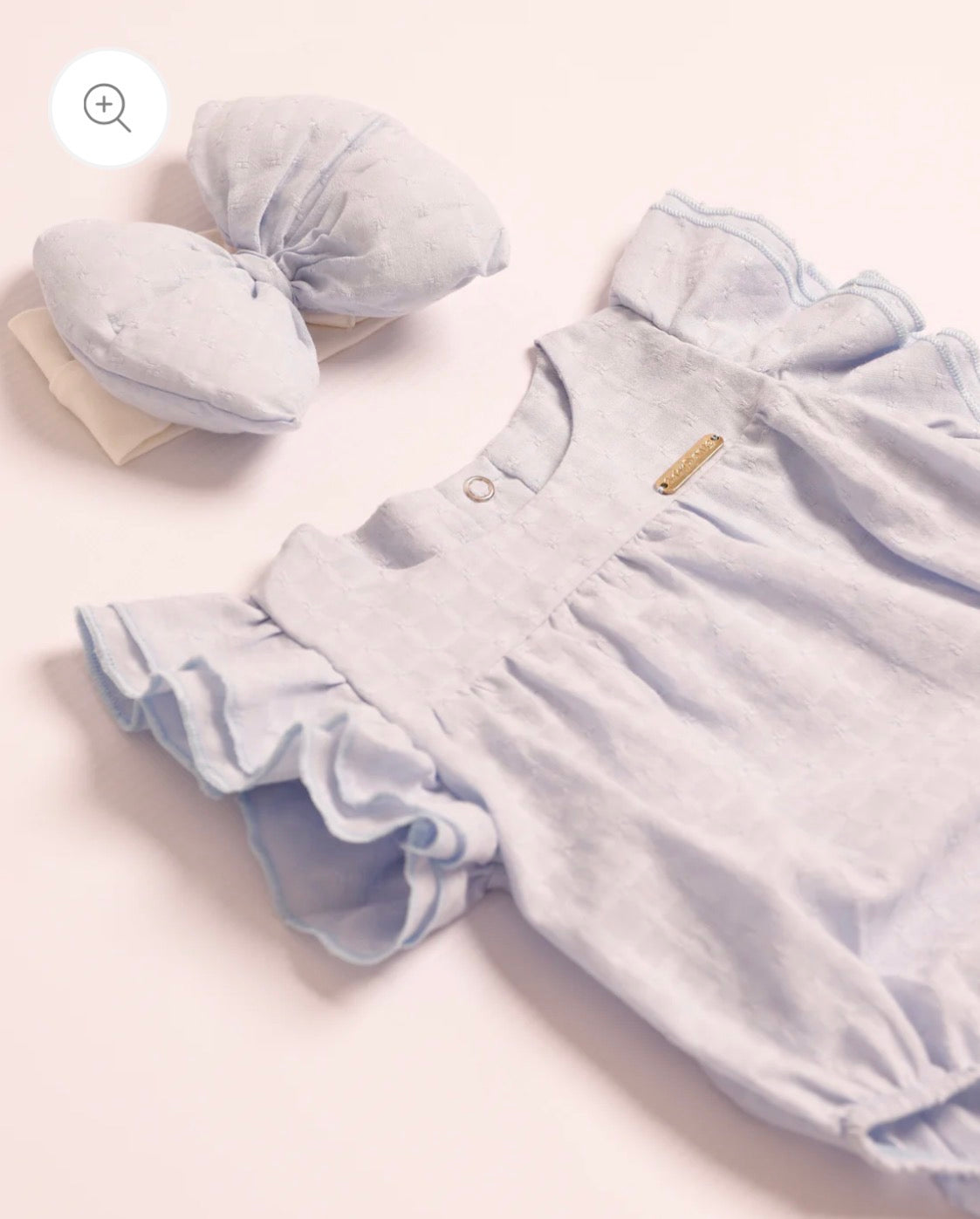 Romper Azul Cielo con Volantes y Lazo para Bebé Niña- Set Mercy Azul