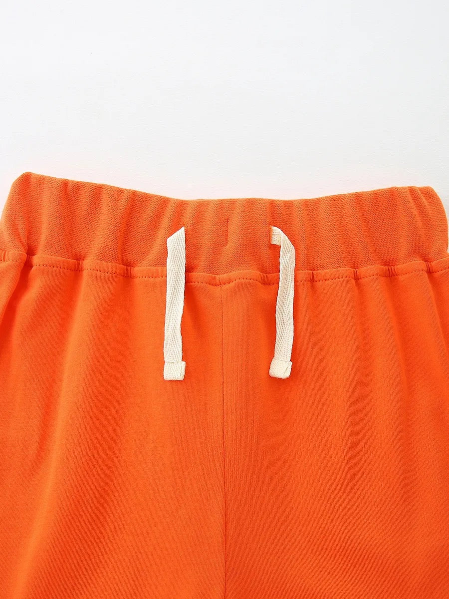 Set Niño | Camiseta Jirafa y Leopardo con Short Naranja