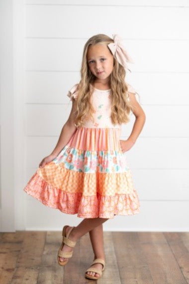 Vestido Niña Multicolor por Niveles con Flores | Talla 3/4