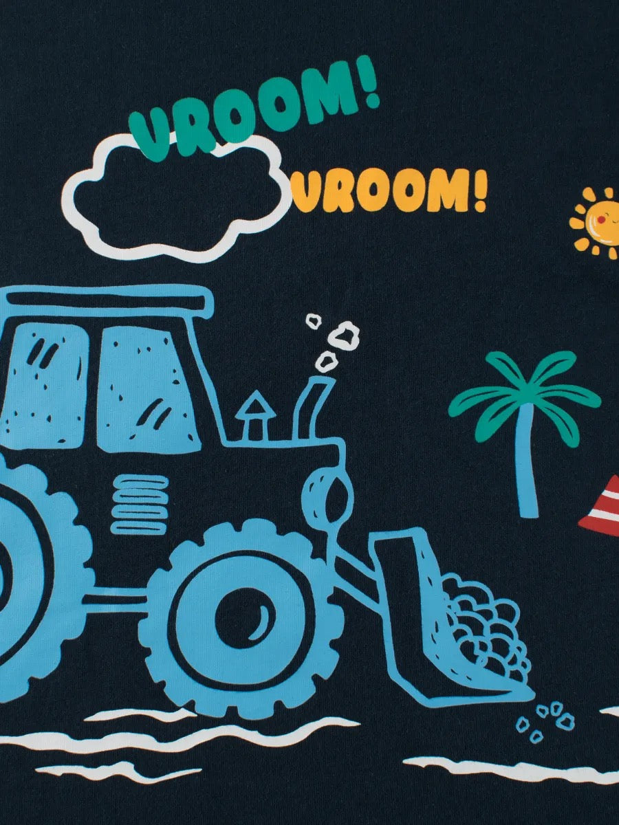 Camiseta de Niño Manga Corta – Estampado de Tractor, Moderna y Súper Cómoda
