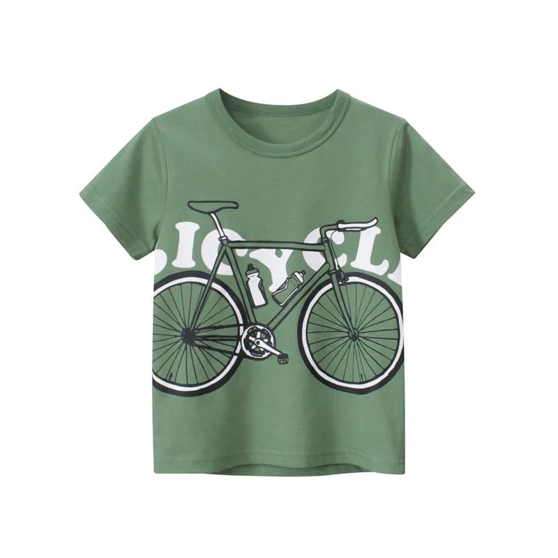 Camiseta de Niño Manga Corta – Estampado de Bicicleta