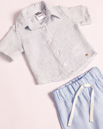 Set Valentino azul camisa y pantalón largo