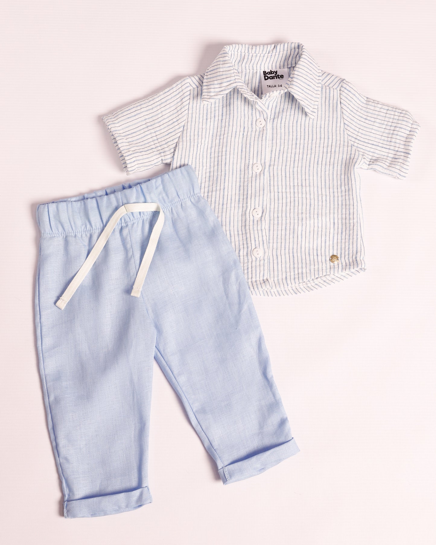 Set Valentino azul camisa y pantalón largo