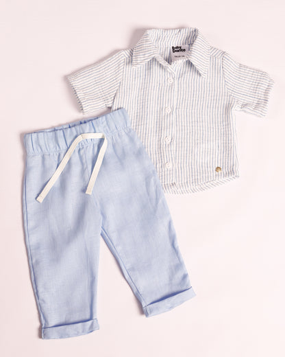 Set Valentino azul camisa y pantalón largo
