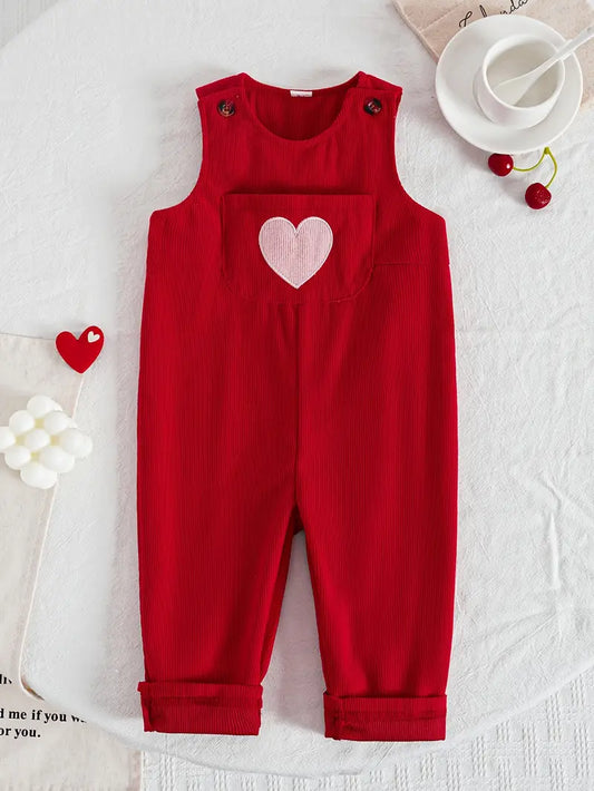 Monos Rojos para Bebé con Bordado de Corazón