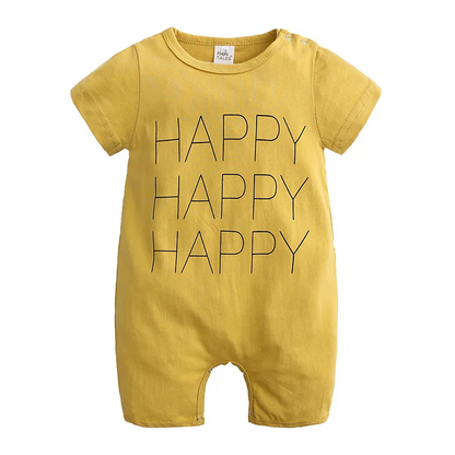 Mameluco de letras con patrón de dibujos animados de manga corta