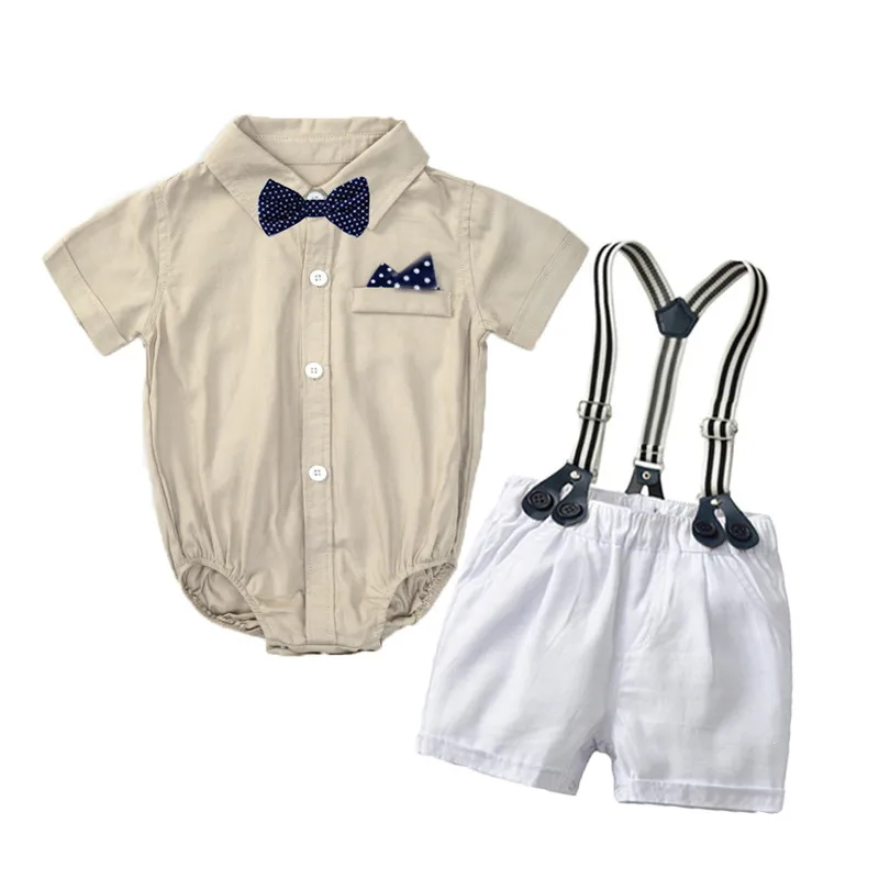 Conjunto de pantalon corto, tirantes camisa manga corta  estilo británico
