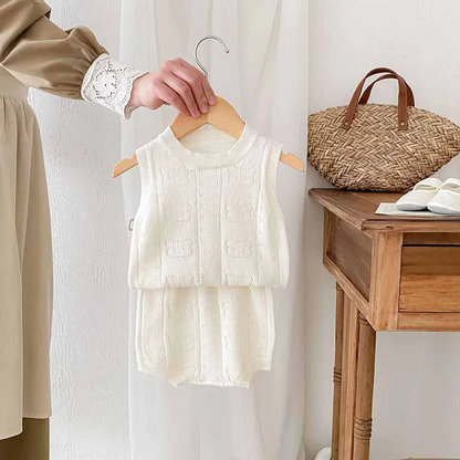 Conjuntos de top y pantalones cortos sin mangas de punto con dibujos de osos