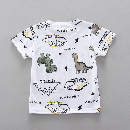 Conjunto de camiseta y pantalon corto con estampado de dinosaurio