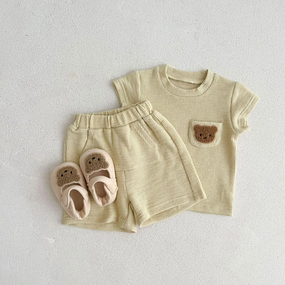 Conjuntos de top y pantalon cortos de manga corta con dibujos de ositos