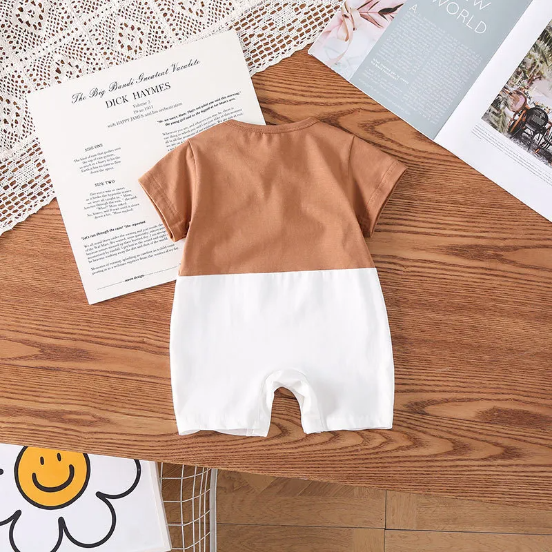 Mono de dos piezas (falso) de manga corta con bonitos dibujos animados para niños y bebés